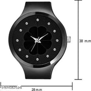 Unique Flower Designer Round Dial Attractive Metal Belt Analog Watches for Women