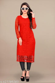 Elegant Net Fabric Embroidered Kurti for Women