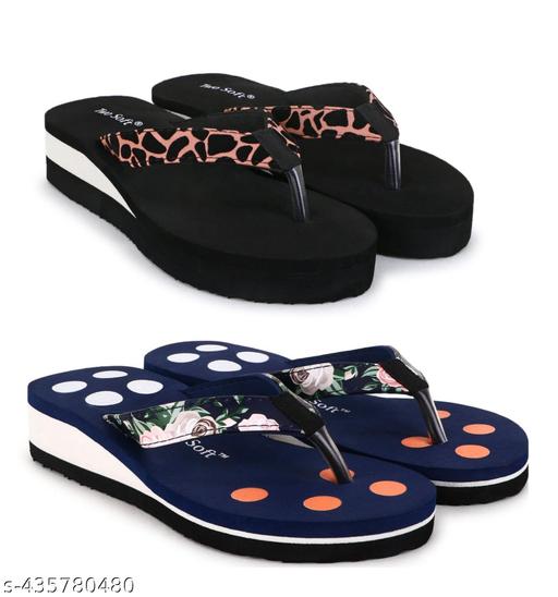Pack of 2 - TWO SOFT Comfortable & Stylish Extra Soft Slippers/ Flip Flop for Women & Girls Combo of 2