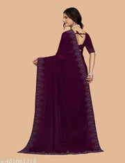 Purple Latest Emblished Hotfix Diamond saree | Georgette saree | stone saree |Party Wear Saree | wedding saree |Best quality | M-Trusted saree| saree Daily wear saree | Saree with Unstiched blouse