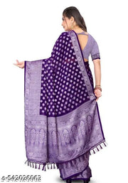 Georgette Silver Buti Silk Saree with Zalar and Siroski