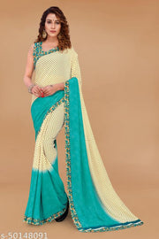 Pretty, Printed Georgette Saree with Blouse Piece