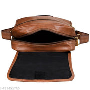 LOREM Tan Stylish Faux Leather Cross Body Sling Bag For Men SL04