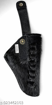 Premium Hair-On Leather 32 Bore Revolver Holster Cover with Secure Button Strap