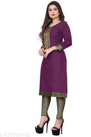 Fashionable Cotton Slub jacquard work Kurti For Women