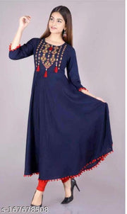 4 LA TKA  Blue  Embellished kurti woman,s