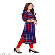 Polyster/Crepe fabric-Women A-line Printed Kurti