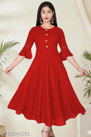 Unique Stylish Rayon Round Neck Long Kurti