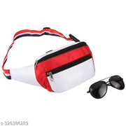 ZnW 3 Zipper Hiking Traveler Sports Waist Pouch Cycling Walking Running Chest Bag Waist bag( Red/White)