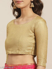 AnyTime's  Poly Chiffon Orange Lace border Saree With Blouse