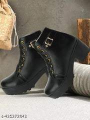 Evoria Classic Shoe with half Zipping boot for winter and Summer High Ankle boots Synthetic Trendy Women Boots fabulous look and special for modelling Boots for Women's and Girls/Boot Carnival, office boots, Cheap Dress boots online, thigh high boots