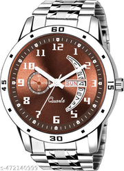 Day n Date Men Stylish Analog Latest Watches Combo - Set of 2 - GOLD-8-AND-SLV-18