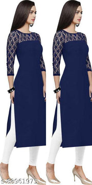 Casual American Crepe Round-Neck 3/4th Length Sleeves (45"Inches)