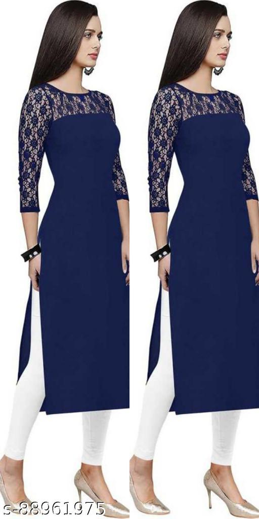 Casual American Crepe Round-Neck 3/4th Length Sleeves (45"Inches)