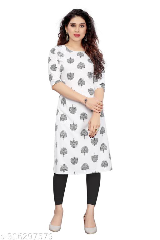 Women Printed Crepe Straight Kurti