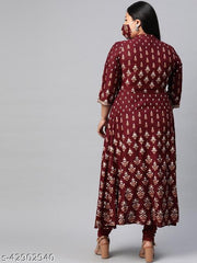 Akiko PLUS SIZE Rayon Floral Print Anarkali Kurta