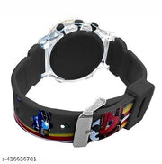 Digital Dial Cartoon Revolving Cap Glowing Light Cartoon Printed Strap Colorful Kids Watch for Boys & Girls (Age:4-12 Years)/CAR