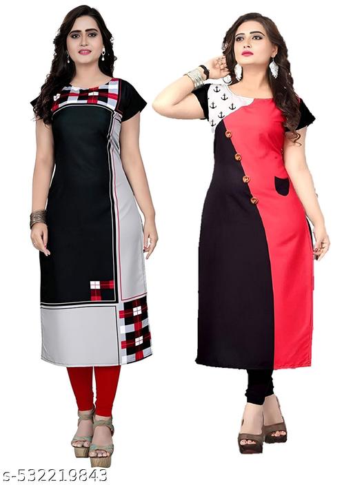 Women's and Girls Digital Print Crepe Aline Straight kurti new arrival