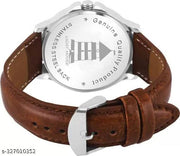 Light House Analog Watch for Men & Boys | Silver Dial with Day & Date | Leather Strap | Stylish Daily Wear Watch