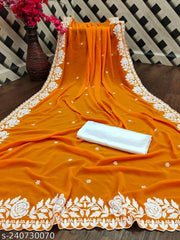 Women's Georgette Embroidery Saree with Blouse Piece
