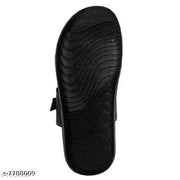 Black Solid Comfort Sandals For Men