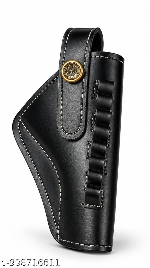 Leather Hostel Revolver Pistol Cover size 32 Bore (Black)
