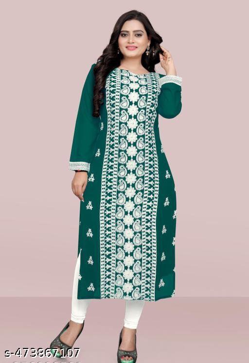 GEORGETTE A-LINE KURTI MINT GREEN TARA