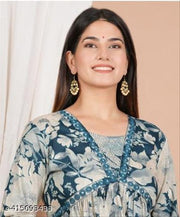 aliya cut till blue kurti