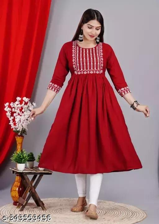 rayon kurti embroidery straight