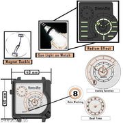Dual Time Date Display Radium Dial  Magnetic Belt Analog Watch For Men_B31k