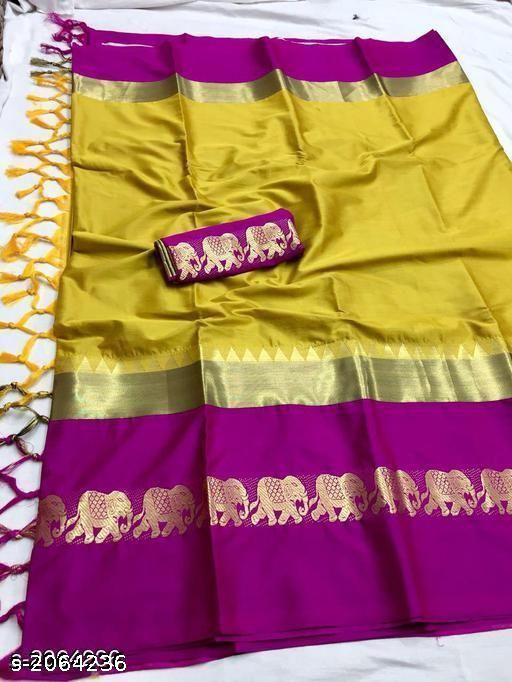 DIVINE ATTRACTIVE COTTON SILK WITH Tassels and Latkans Saree With Blouse