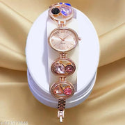 New Bracelet Rose Gold Chain Womens Multicolor Stone Casual Analog Watch - For Women