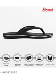 Paragon Daily Wear Lightweight Black and White Flip Flops for Men