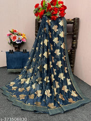 WOMEN GOLD FOIL EMBELLISHED SAREE