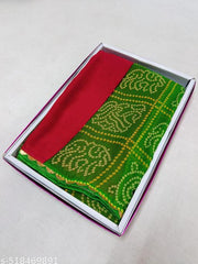 Mahadev Creation's Premium Georgette Bandhani Saree With Unstitched Blouse Piece