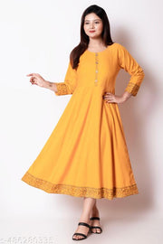 Stylish & Comfortable Kurtis for Every Occasion – Trendy, Elegant, and Viscose Rayon & Printed Designs for Women (Yellow)