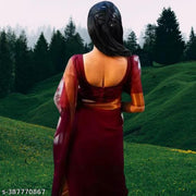 Trendy Chiffon Saree For Women & Girl With Blouse