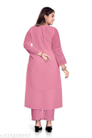 Women Emroidaried Georgatte Kalamkari Straight Kurta
