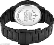 LIMESTONE All Black Day & Date Functioning Long Life Black Plated Chain HMTS Quartz Analog Watch - For Men ()