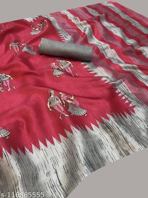 Women's Desinger Art Silk Printed Saree with Blouse Piece  