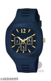 STYLISH ROYAL LOOKING ANALOG WATCH WHITE & GREY SILICON STRAP,SQUARE PREMIUM DIAL,  WATCH, CASUAL FORMAL, PARTYWEAR, BRANDED WATCH, FOR (DIWILI BEST GIFT OFFER PACK) MEN AND BOY.