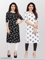Polyster/Crepe fabric-Women's Printed Kurtis