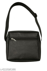 Zerrish Men’s Black PU Leather Sling Bag | Stylish Crossbody Shoulder Bag for Travel, Office & Daily Use | Adjustable Strap, Lightweight & Durable