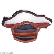 Men's Premium Waist Bag | Crossbody Sling Bag | Multi Pocket Travel Pouch | Brown