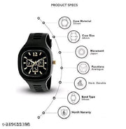 Attractive 3 Mutlifunctional Square Dial Rubber Belt Analog Watches for Men Analog Watches for Boys Watches for Women