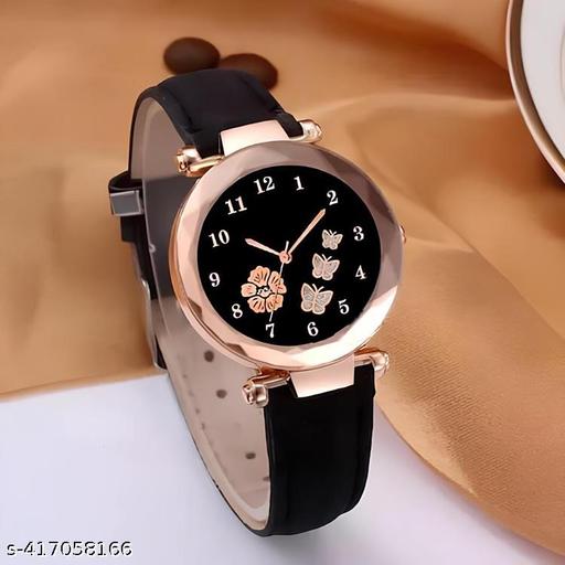 women watch black Unique New Stylish Collection classic Designer Leather belt Charming Look Quartz Analog Ladies Girls Watches watch for women