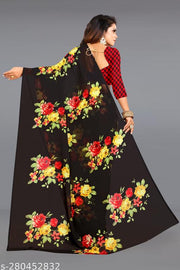 PARTH CREATION Daily Wear Bollywood Style Printed Saree For Women with Unstitch Blouse Piece
