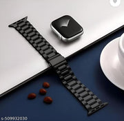 Gadget Garden  Stainless Steel Metal Chain Butterfly Closure Lock with Folding Metal Claps Classic Buckle Wrist Watch Strap, 42mm/44mm for watch Series 1/ Series 2/ Series 3/ Series 4/ Series 5 (Watch Not Included Only) Smart Watch Strap  (Black)