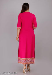 Rayon Urban365 Premium Nayara Cut Kurti/ printed Design Kurti for Women(Pink)