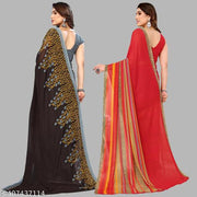 Combo of Printed, Daily Wear, Georgette Sarees with blouse piece(Pack of 2)